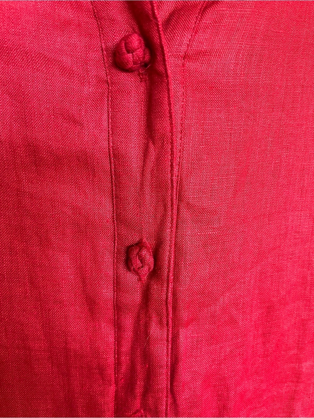 Alexandra Bartlett 100% Linen Red Midi Button-Front Shirt Dress 2X - Picture 6 of 10